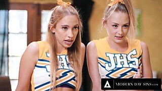 MODERN-DAY SINS – Teen Cheerleaders Kyler Quinn and Khloe Kapri CUM SWAP Their Coach’s BIG LOAD!